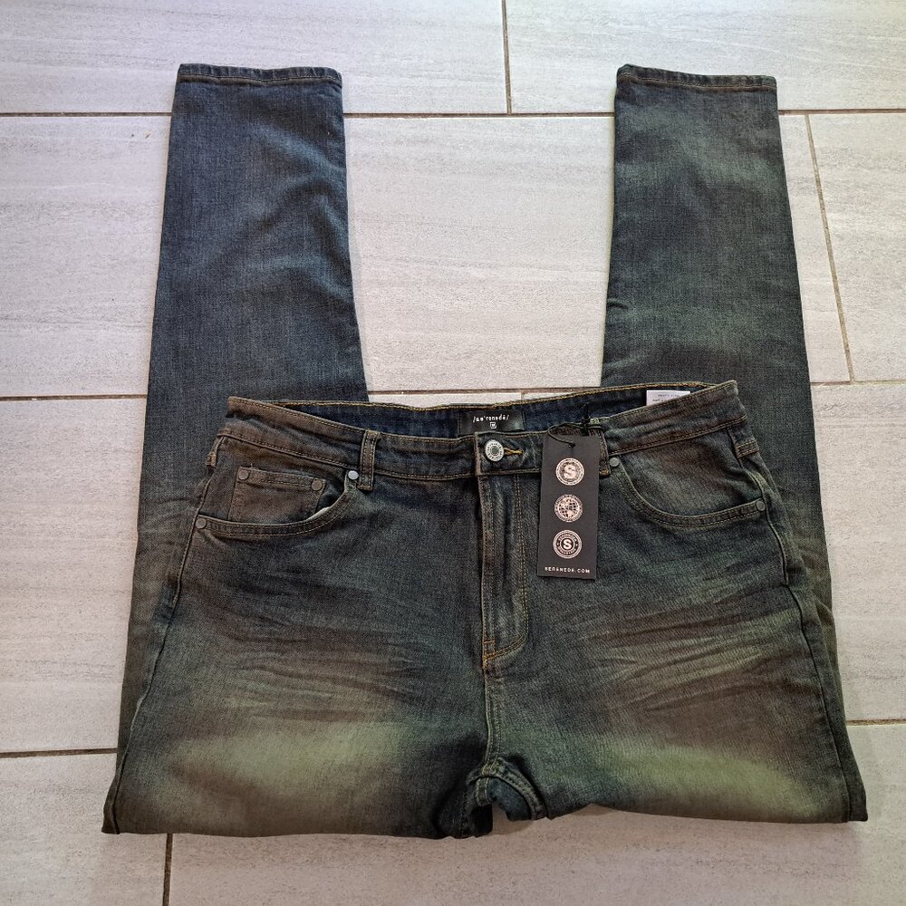%NWT Men's Serenede Distressed Designer Jeans / J2